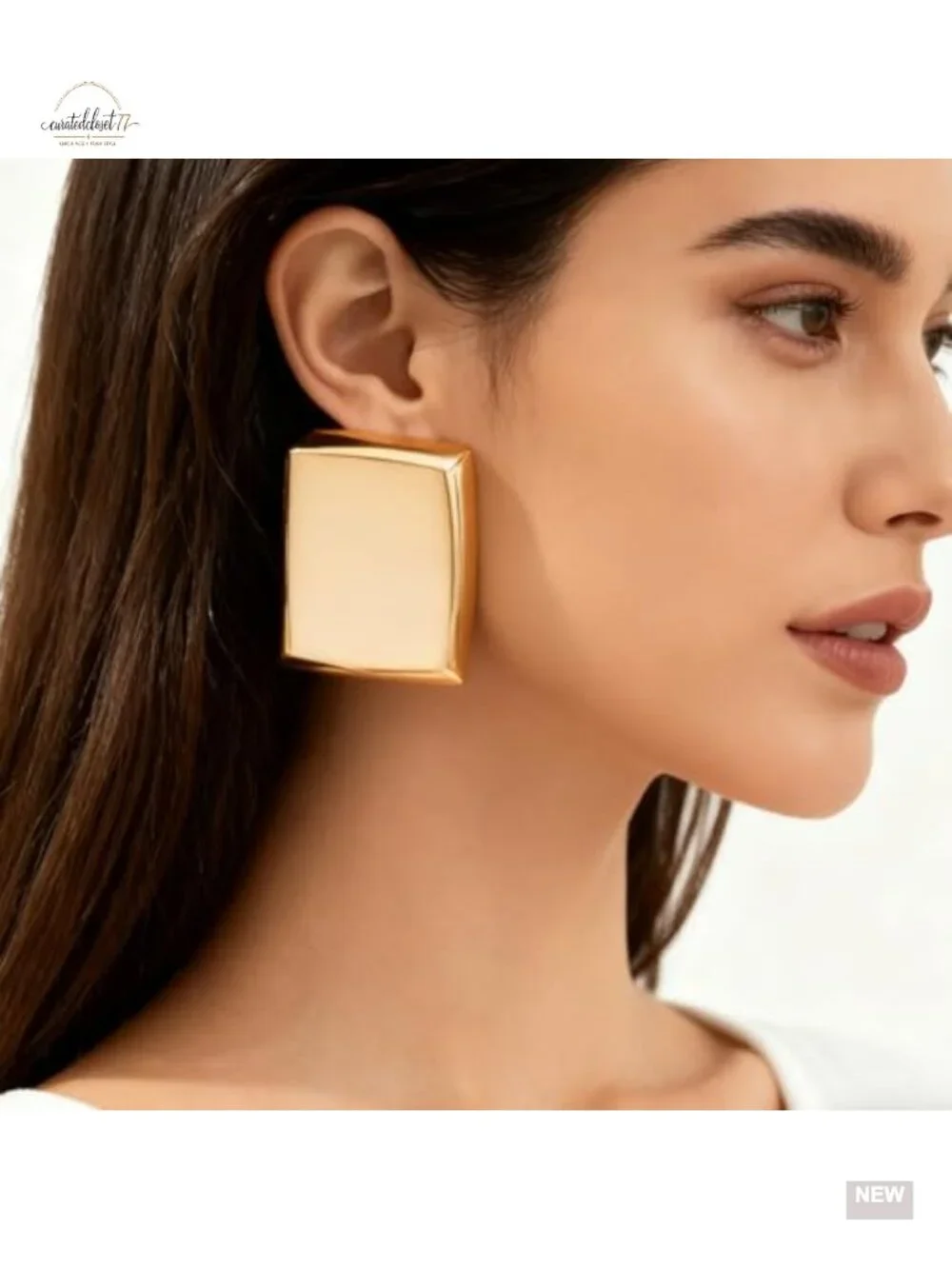 Statement Chunky Gold Earrings Women Irregular Geometric Large Stud
